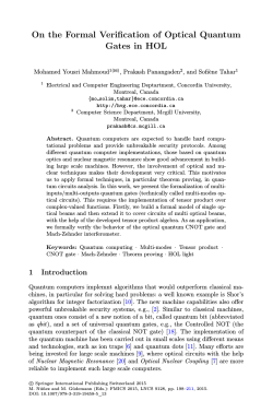 On the Formal Verification of Optical Quantum Gates in HOL