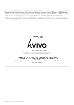 Notice of Annual General Meeting on 21 May 2015