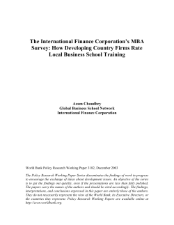 The International Finance Corporation`s MBA Survey: How