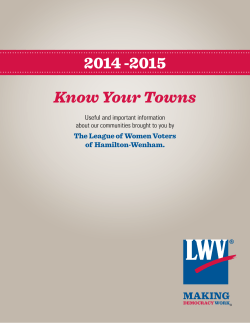 2014 -2015 Know Your Towns - League of Women Voters of