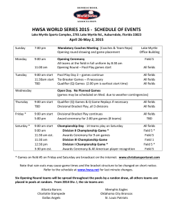 schedule of events - Homeschool World Series Association