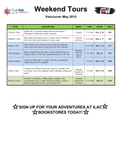ILAC Trips Calendar Vancouver May 2015