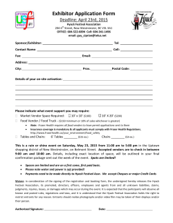 USF 2015 Uptown Street Fest! â Exhibitor Application Form