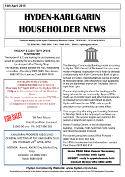 Hyden-Karlgarin Householder News 14th April 2015
