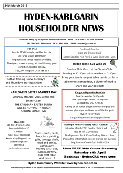 Hyden-Karlgarin Householder News 24th March 2015