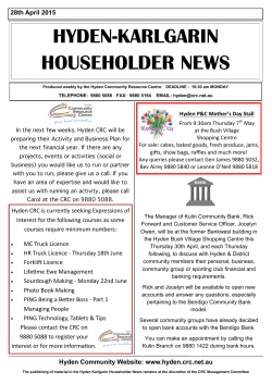 Hyden-Karlgarin Householder News 28th April 2015