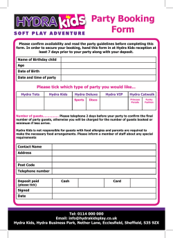 our Party Booking Form