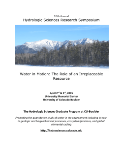 Hydrologic Sciences Research Symposium Water in Motion: The