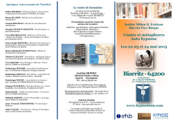 Programme - Institut Milton H.Erickson Biarritz Pays basque