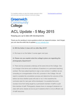 ACL Update - 5 May 2015