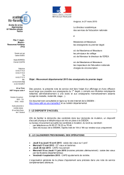 Note de service mvt dept 2015 - Inspection acadÃ©mique de Vaucluse
