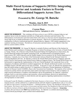 Multi-Tiered Systems of Supports (MTSS): Integrating Behavior and