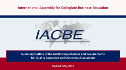 Summary Outline of the IACBE`s Expectations and Requirements for