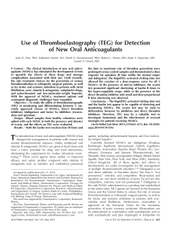 Use of Thromboelastography (TEG) for Detection of New Oral