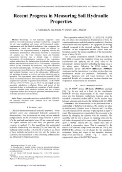 Recent Progress in Measuring Soil Hydraulic Properties