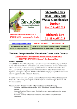 March 2015 SA Waste Laws & Classification