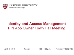 PIN App Owner Town Hall Presentation, March 2015