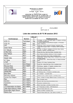 Liste des centres du BFEM session 2012