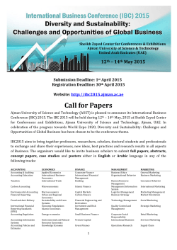 Call for Papers - International Business Conference (IBC) 2015
