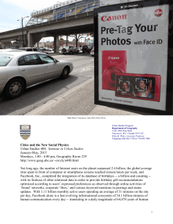 Cities and the New Social Physics Urban Studies 400: Seminar in