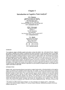 Chapter I Introduction to Cognitive Task Analysis`