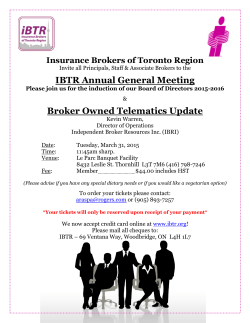 IBTR Annual General Meeting Broker Owned Telematics Update