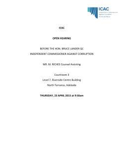 ICAC OPEN HEARING BEFORE THE HON. BRUCE LANDER QC