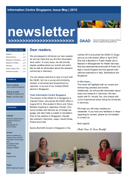 DAAD Information Centre Singapore, Newsletter, Issue May 2015