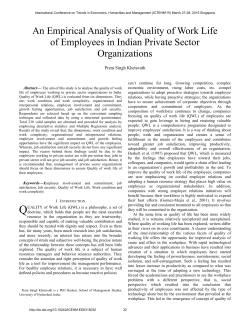 An Empirical Analysis of Quality of Work Life of Employees in Indian