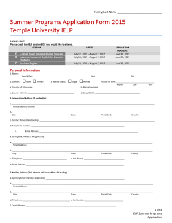 Summer Programs Application Form 2015 Temple University IELP