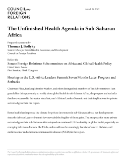The Unfinished Health Agenda in Sub