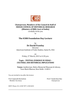 The ICHR Foundation Day Lecture Dr David Frawley