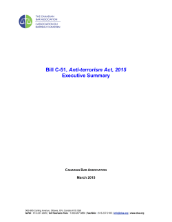 Bill C-51, Anti-terrorism Act, 2015 Executive Summary