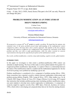 problem modification as an indicator of deep understanding - ICME-12