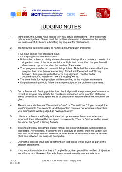 Judging Notes - The ACM-ICPC International Collegiate