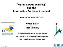 âOptimal Deep Learningâ and the Information Bottleneck - ICRI-CI