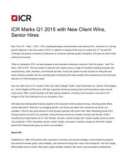 ICR Marks Q1 2015 with New Client Wins, Senior Hires