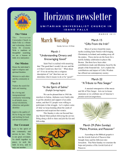 Horizons newsletter - Unitarian Universalist Church in Idaho Falls