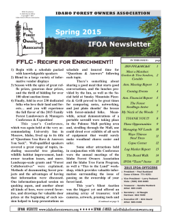Spring 2015 IFOA Newsletter - Idaho Forest Owners Association