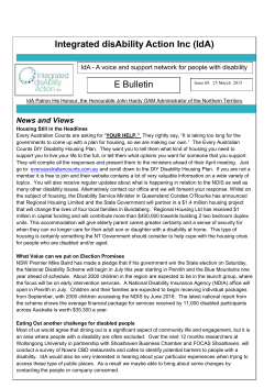 Integrated disAbility Action Inc (IdA) E Bulletin