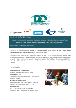Side Event: 22 May 2015 at 6pm Monitoring the achievement of the