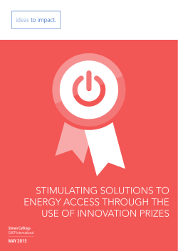 stimulating solutions to energy access through the