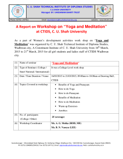 Yoga and Meditation - CU Shah Technical Institute Of Diploma Studies