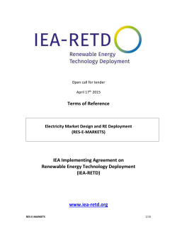 ToR RES-E-MARKETS - RETD | Renewable Energy Technology