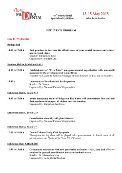 SIDE EVENTS PROGRAM May 13 / Wednesday Rodopi Hall 10:00