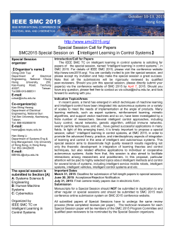 http://www.smc2015.org/ Special Session Call for Papers SMC2015