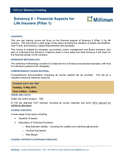 Solvency II: Financial Aspects for Life Insurers (Pillar 1)