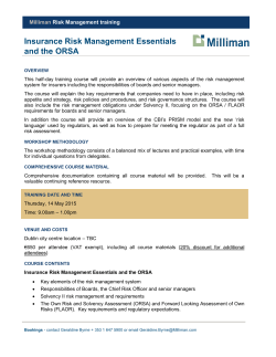 Insurance Risk Management Essentials and the ORSA