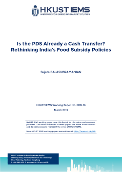Is the PDS Already a Cash Transfer? Rethinking India`s Food