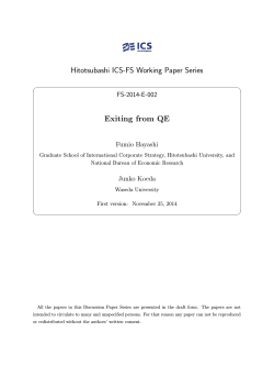 Hitotsubashi ICS-FS Working Paper Series Exiting from QE
